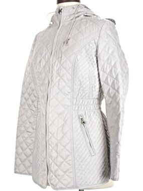 LAUNDRY by Shelli Segal Quilted Coat with matching tote bag, Grey
